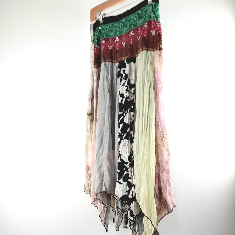 ❤️ Boho up-cycle Asymmetrical Patchwork Skirt